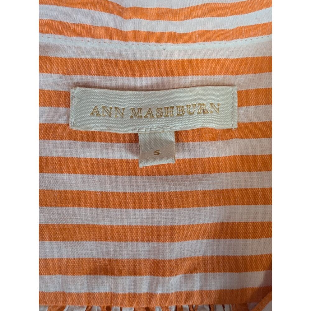 Ann Mashburn Anaya Popover Shirt Size S Striped Orange White 100% Cotton - Picture 5 of 11